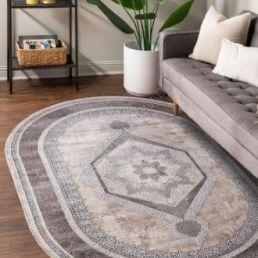 Ковер турецкий овальный 04037C GREY / BROWN - коллекция ARMINA
